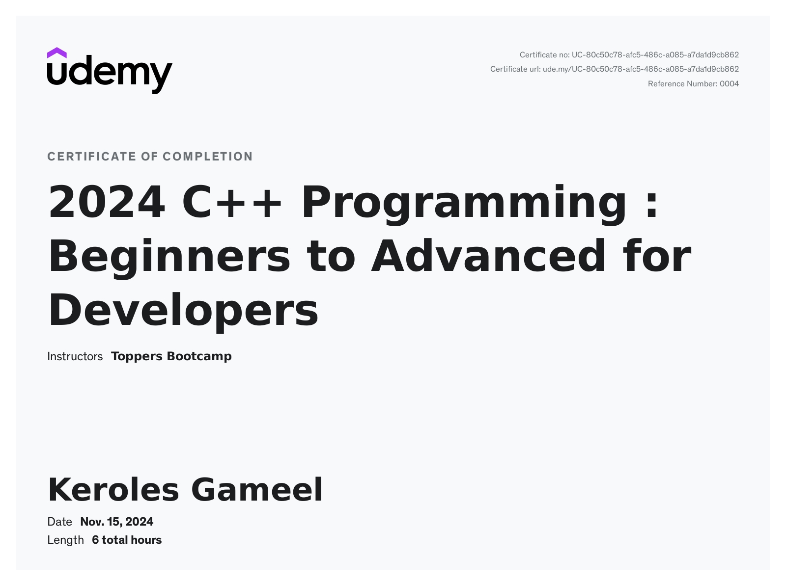 c++ certificate